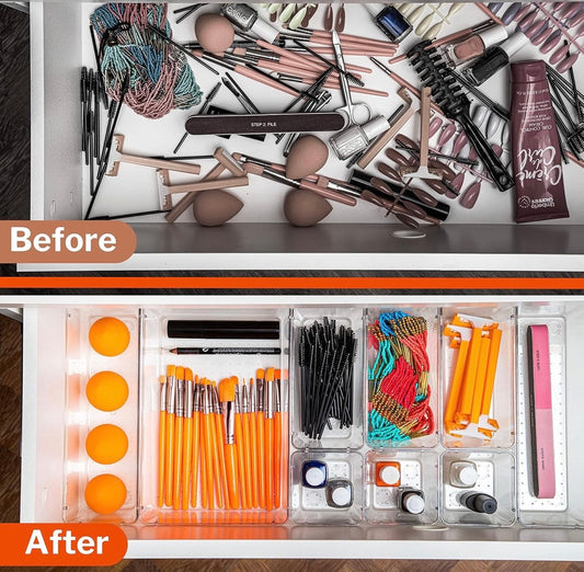 Best Drawer Organiser Set for Makeup, Kitchen & Bedroom Drawers – 12 Pack Clear Tray Review